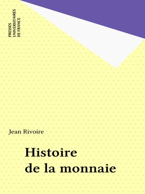 cover image of Histoire de la monnaie